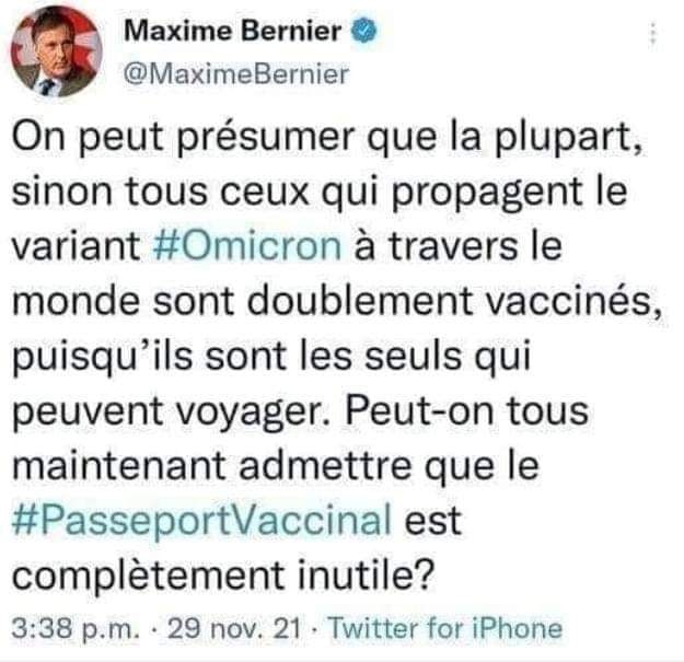 passeport vaccinal/pass sanitaire complètement inutile...